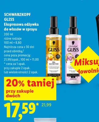 Ekspresowa odżywka do włosów w sprayu Schwarzkopf Gliss Liquid Silk promocja w Lidl