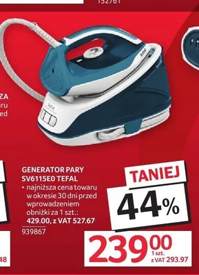 Generator pary Tefal SV6115E0 promocja w Selgros
