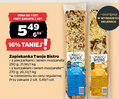 Zapiekanka z kurczakiem i serem mozzarella Twoje Bistro promocja w Netto