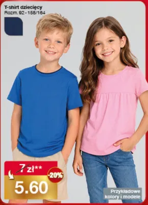 T-shirt dziecięcy jednolity kolor promocja w Woolworth