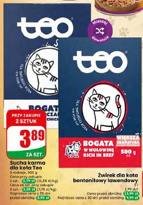 Sucha karma dla kota Teo bogata w drób promocja w Dino