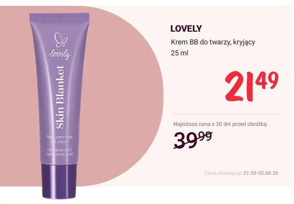 Krem BB do twarzy kryjący LOVELY Skin Blanket promocja w Rossmann