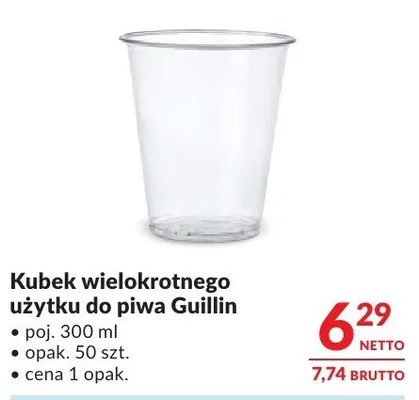 Kubek wielokrotnego użytku do piwa Guillin promocja w Makro