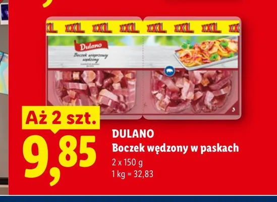 Boczek wędzony w paskach Dulano 2-pak promocja w Lidl