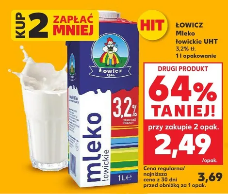 Mleko łowickie UHT Łowicz 3,2% promocja w Kaufland