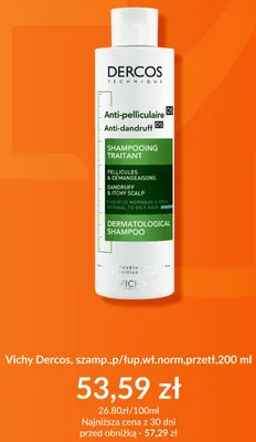 Szampon przeciwłupieżowy do włosów normalnych i przetłuszczających się Vichy Dercos promocja w DOZ.PL
