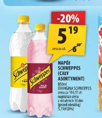 Napój Schweppes Indian Tonic promocja w Arhelan