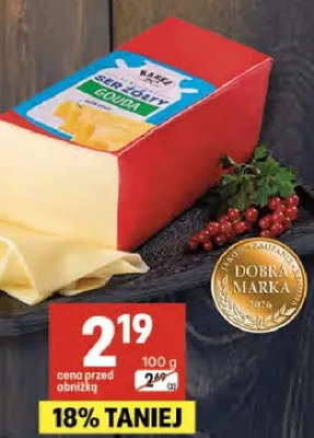 Ser żółty Gouda promocja w Delikatesy Centrum