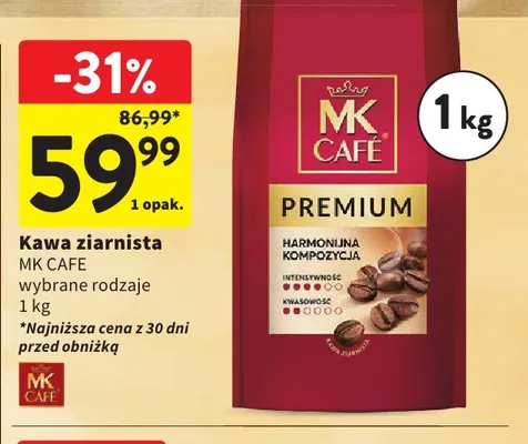 Kawa ziarnista MK Café Premium promocja w Intermarche