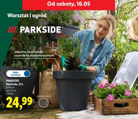 Doniczka Parkside 23l promocja w Lidl