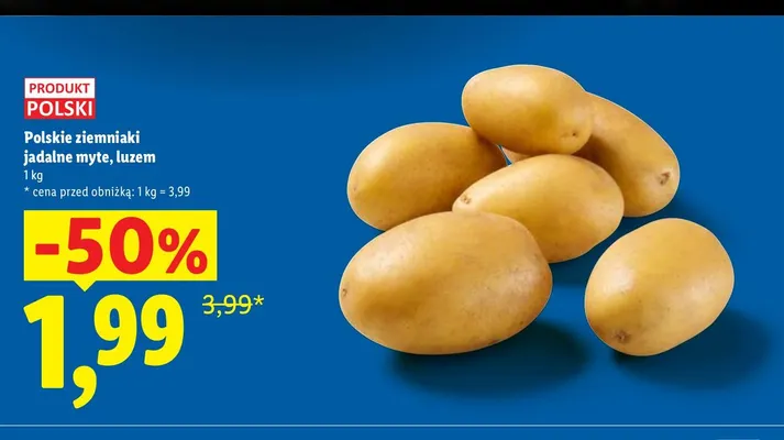 Polskie ziemniaki jadalne myte luzem Ryneczek Lidla promocja w Lidl