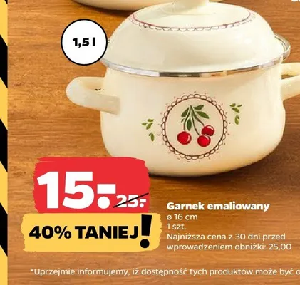 Garnek emaliowany 4 l promocja w Netto