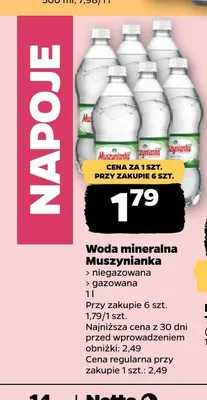 Woda mineralna Muszynianka niegazowana promocja w Netto