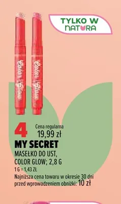 Masełko do ust Color Glow My Secret promocja w Drogerie Natura
