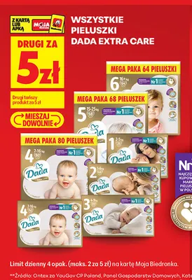 Pieluszki Dada Extra Care promocja w Biedronka