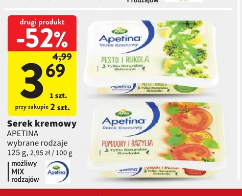 Serek kremowy pesto i rukola Apetina promocja w Intermarche