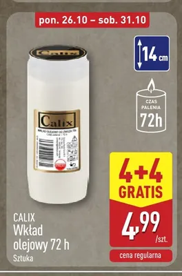 Wkład olejowy 72 h Calix promocja w Aldi
