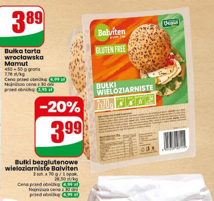 Bułki bezglutenowe wieloziarniste Balviten promocja w Dino