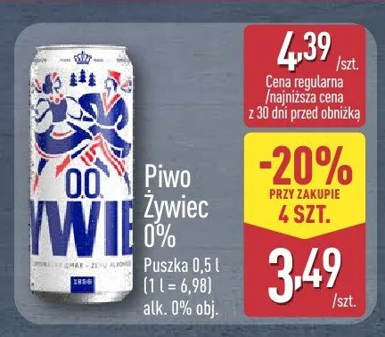 Piwo bezalkoholowe Żywiec 0% promocja w Aldi