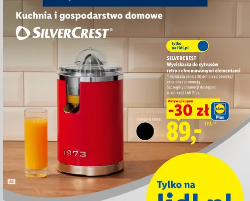 Wyciskarka do cytrusów retro z chromowanymi elementami Silvercrest czerwona promocja w Lidl