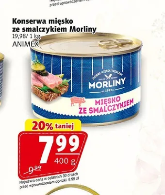 Konserwa mięsko ze smalczykiem Morliny promocja w Prim Market