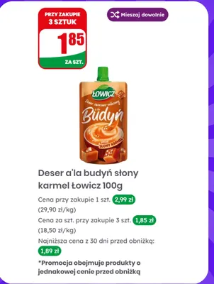 Deser a'la budyń słony karmel Łowicz promocja w Dino