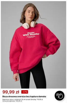 Bluza dresowa oversize bez kaptura damska 4F promocja w 4F