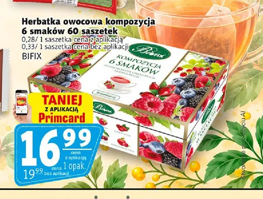 Herbatka owocowa kompozycja 6 smaków Bifix promocja w Prim Market