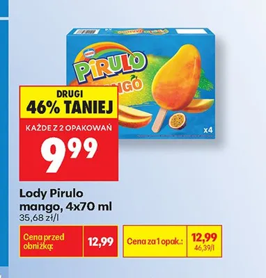 Lody Pirulo mango 4-pak promocja w Biedronka
