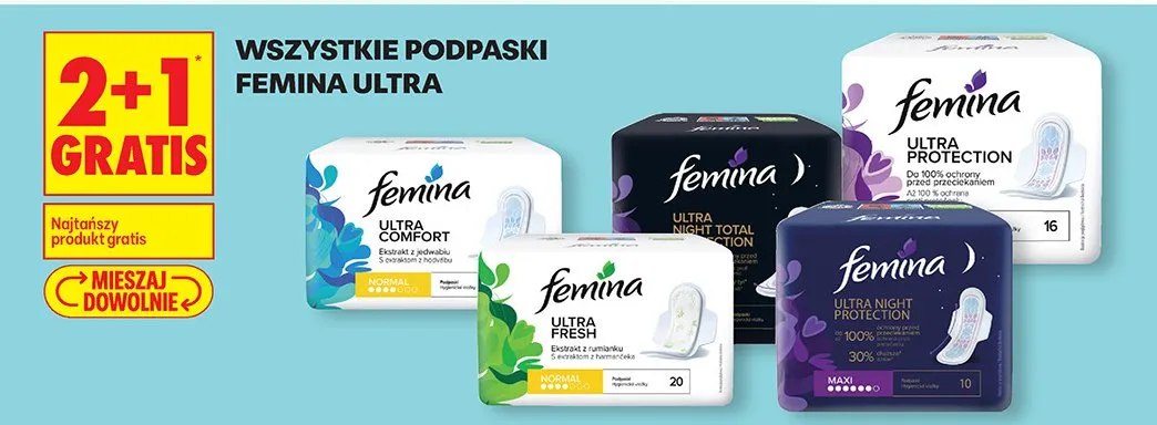 Wszystkie podpaski Femina Ultra promocja w Biedronka