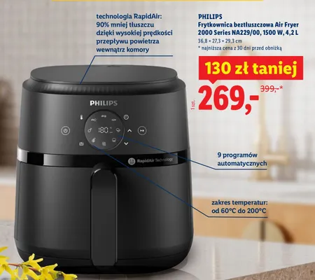 Frytkownica beztłuszczowa Air Fryer 2000 Series NA229/00, 1500 W, 4,2 L promocja w Lidl