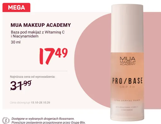 Baza pod makijaż z witaminą C i niacynamidem MUA Makeup Academy promocja w Rossmann