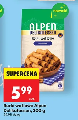 Rurki waflowe Alpen Delikatessen promocja w Biedronka