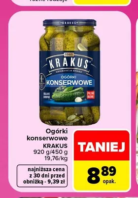 Ogórki konserwowe Krakus promocja w Carrefour