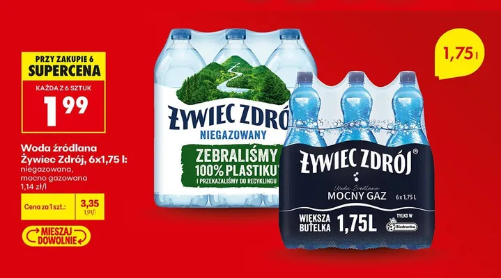 Woda źródlana niegazowana Żywiec Zdrój 6-pak promocja w Biedronka