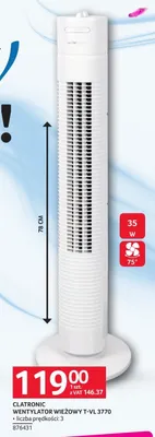 Wentylator wieżowy CLATRONIC T-VL 3770 35W 78cm promocja w Selgros