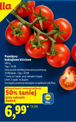 Pomidory koktajlowe kiściowe promocja w Lidl