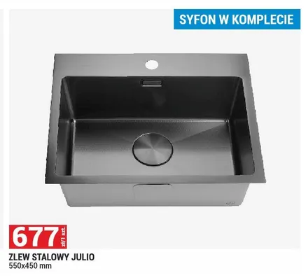 Zestaw zlew stalowy Julio + syfon promocja w Merkury Market