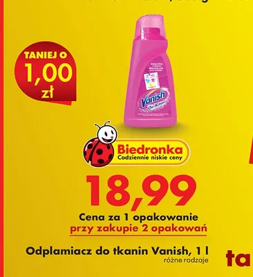 Odplamiacz do tkanin Vanish promocja w Biedronka