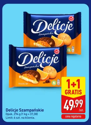 Ciastka Delicje Szampańskie pomarańczowe promocja w Aldi