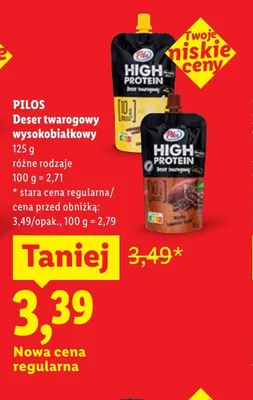 Deser twarogowy wysokobiałkowy Pilos kakaowy promocja w Lidl