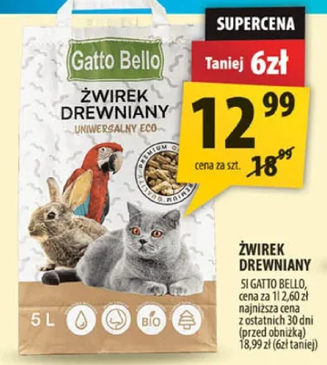 Żwirek drewniany Gatto Bello uniwersalny ECO promocja w Arhelan