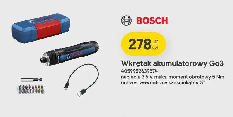 Wkrętak akumulatorowy Go3 Bosch promocja w Castorama