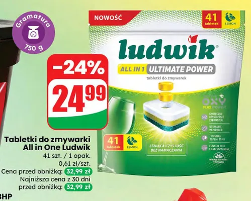 Tabletki do zmywarki All in One Ultimate Power promocja w Dino