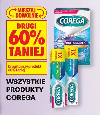 Wszystkie produkta Corega DRUGI -60% promocja w Biedronka