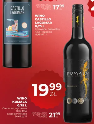 Wino Kumala Pinotage czerwone wytrawne promocja w Duży Ben