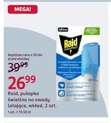 Pułapka świetlna na owady latające wkład Raid 2szt. promocja w Rossmann