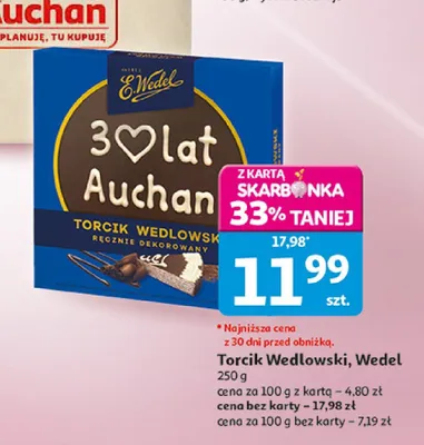 Torcik Wedlowski E.Wedel ręcznie dekorowany promocja w Auchan