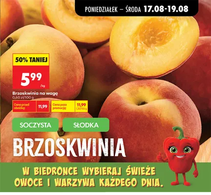 Brzoskwinia na wagę promocja w Biedronka