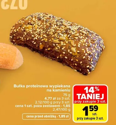 Bułka proteinowa wypiekana na kamieniu promocja w Carrefour